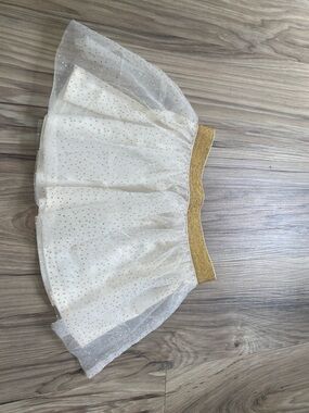 Holiday Time Cream Tulle Skirt with Gold Waistband